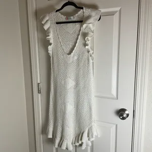 FP Beach Free People Ruffle Knit Mini Dress Woman’s Size X-Large thumbnail 3