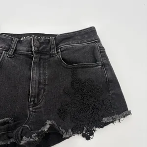 American Eagle Hi Rise Shortie Crochet Womens Shorts Sz 2 Y2K Grunge Black Goth thumbnail 4