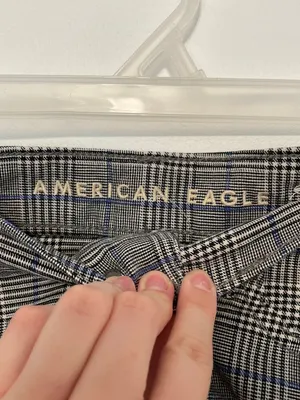 AMERICAN EAGLE Super Stretch Hi-Rise Mini Skirt Gray Black Plaid High Waisted 00 thumbnail 5
