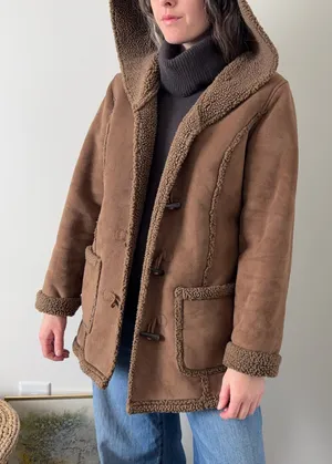 L.L. Bean Brown Sherpa Lined Toggle Coat thumbnail 1