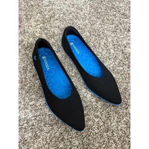 Vivaia Lightweight Pointed Toe Ballet Flats Womens 37 Aria Walker Black Lapis thumbnail 4