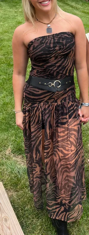 Animal Print Maxi Mesh Dress Black Size M thumbnail 4