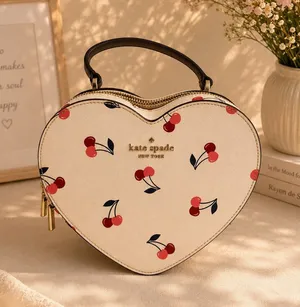 Kate Spade New York Love Shack Cherry Heart Handle Bag- Cream Heart Cherries thumbnail 1