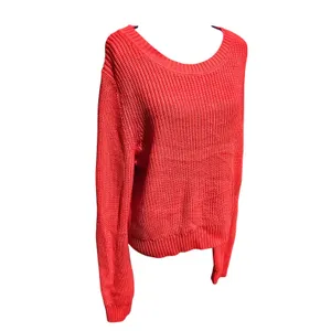 Banana Republic NWT Shaker-Stitch Cropped‎ Pullover Red Crew-neck Women's XL thumbnail 6
