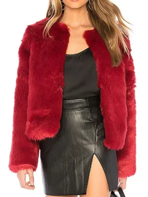 NEW Lovers + Friends NYC Faux Fur Jacket Cabernet Wine Red Fuzzy Eyelash Teddy S thumbnail 1