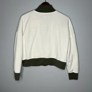 Fabletics Catarina Mock Neck Half Zip Pullover white dove/ safari sz small FLAWS thumbnail 5