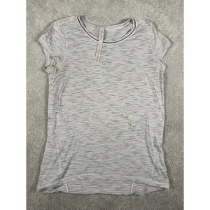 Lululemon Another Mile Short Sleeve T-Shirt Relaxed Fit Space Dye Gray Sz 4 Soft thumbnail 5