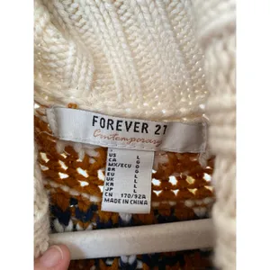 Forever 21 Fair Isle Turtleneck Fringe Knit‎ Sweater Americana Quiet Luxury Cozy thumbnail 7