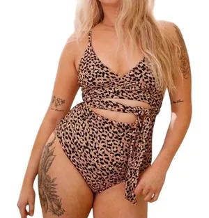 Aerie Leopard Print One Piece Swimsuit Beige Size XS Beach Vacation Resortwear thumbnail 1
