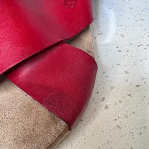 Yokono Red Leather Crisscross‎ Wedge Sandals Womens Size 9 Made in Spain thumbnail 3