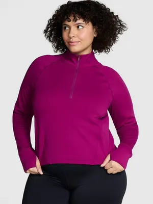 Victoria Secret PINK Half-Zip Sweatshirt LARGE Top Purple L NWOT thumbnail 1