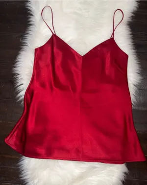 Galvan London Red Satin Spaghetti Strap Cami Top Sz 8 thumbnail 1