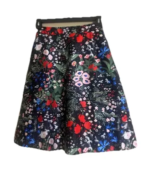 EvryFashion Skirt Sz M Black Floral A-Line Cottagecore Dark Romantic Feminine thumbnail 1