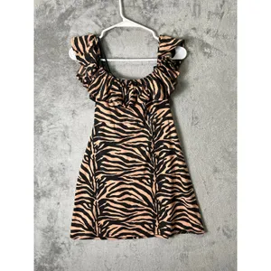 Missguided Frill Skater Dress‎ Off Shoulder Mini Ruffle Zebra Y2K Party 4 NEW thumbnail 5