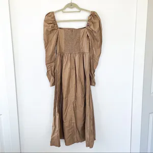 Reformation Luce Long Sleeve Midi Dress in Khaki Tan thumbnail 8