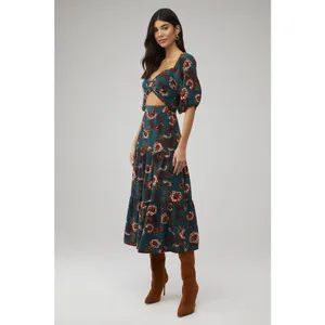 MINKPINK Olivia Floral Cutout Maxi Dress. Get ready for autumn in multi-color XS thumbnail 3