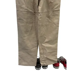 Wayf Faux Leather Pants Beige High Waisted Straight Leg XS NWT Trendy Minimalist thumbnail 8