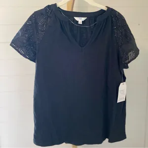 Time and Tru Blue Boxy‎ Short Sleeve Blouse thumbnail 1