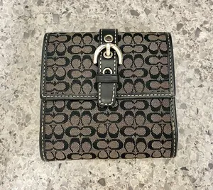 Coach wallet with signature logo black and grey thumbnail 1