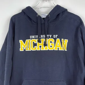 Champion University of Michigan Hooded Sweatshirt in Navy Blue Size Medium thumbnail 2