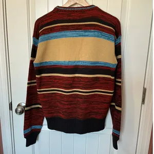 Vintage Montgomery Ward Western Knit Sweater Large Red/Black thumbnail 3