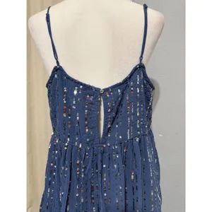 Urban Outfitters Mini Dress L Blue Sequin Babydoll Tiered Square Neck Y2K Indie thumbnail 13