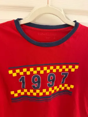 Rebellious One Red Retro 1997 Graphic Crop Top Medium thumbnail 3