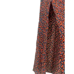 ZARA High Waisted Floral Flowy 2 Slits Preppy Midi Skirt Side Zip Up S Red Black thumbnail 10