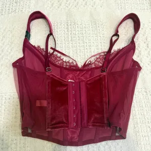 Victoria's Secret small Dream Angels faux lace up velvet corset BC 3186 thumbnail 10