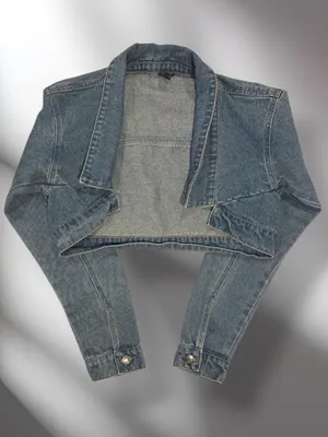 Windsor Cropped Denim Jacket Open Front Shrug Bolero Medium Wash Size M thumbnail 1