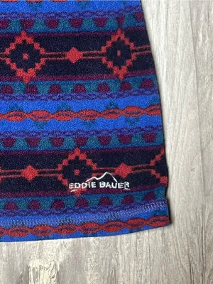 Eddie Bauer Women XL Aztec Fleece Pullover Southwestern Quarter Zip Cozy thumbnail 2