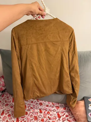 Me Jane Size Medium Women’s Faux Suede Fringe Jacket Brown Western Boho Zip thumbnail 5
