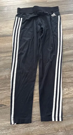 Adidas Womens Black Three Stripe Track Pants Activewear Size Medium thumbnail 1