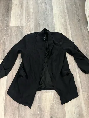 Simply Vera Wang Womens XL Black Draped Open Front Boyfriend Blazer 3/4 Sleeve thumbnail 3