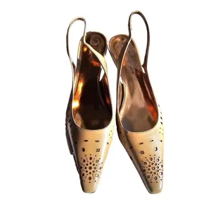 Etienne Aigner NWOB Tan Bronze Laser Cut Sling‎ Back Pumps Stilettos Women's 8 thumbnail 2