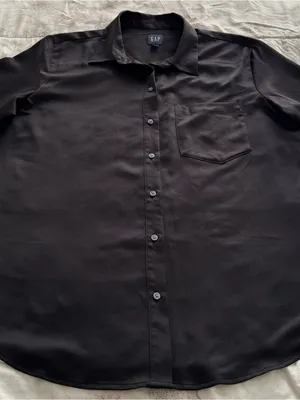 GAP Black Button up relaxed fit long sleeve Shirt size L front pocket minimalist thumbnail 13
