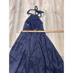 Lulus Effortless Grace Navy Blue Organza Halter Midi Sizes XL NEW. thumbnail 5