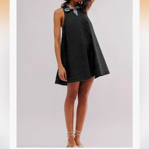 Casual Denim Black Dress thumbnail 2