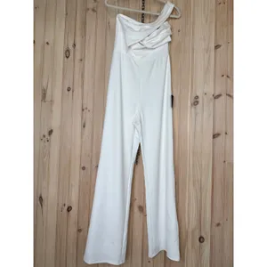 NWT Lulus Devoted to Fun Ivory One-Shoulder Sleeveless Jumpsuit Classy Chic XL thumbnail 2