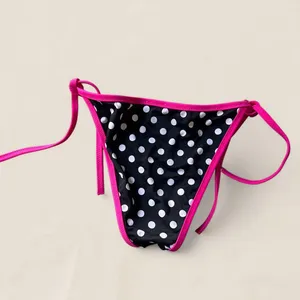 y2k Women's Pink and Black Bikini bottoms size small thumbnail 3