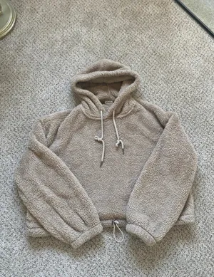 Crop cozy fleece hoodie thumbnail 5
