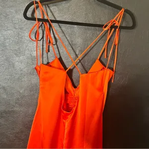 Jason‎ Wu Orange/Red Satin Feel Midi Dress Size Large thumbnail 11