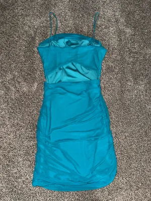 Princess Polly Turquoise Ruched Mini Bodycon Dress with Open Back thumbnail 2