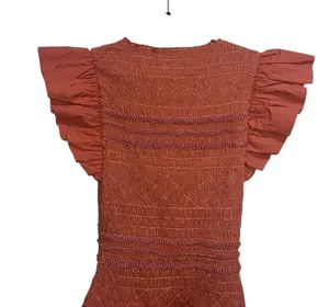 NEW NWT Madeline Smocked Midi Dress Clay thumbnail 11