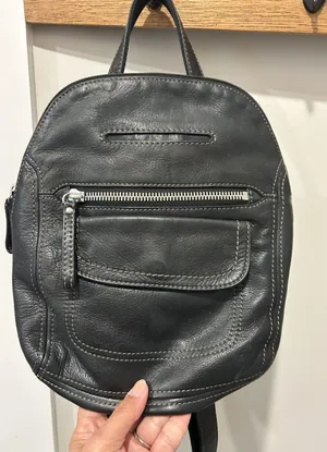 Fossil Long Live Vintage Black Leather Small Backpack City Pockets Preppy Travel thumbnail 1