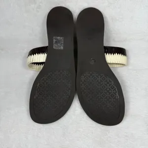 Tory Burch Woven Leather Toe Loop Flat Sandals Brown Cream Size‎ 7 thumbnail 10