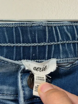 Aerie Pull On Baby Flare Jeans Size Large Medium Blue Stretch Retro Boho 90s thumbnail 3