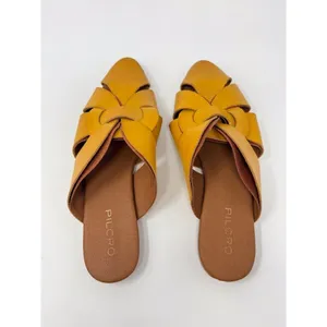 Pilcro Sandals Yellow Twisted Leather Slides Flat Pointed Toe Slip On 38 US 7.5 thumbnail 5