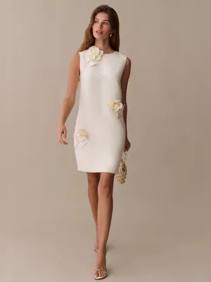 NWT Few Moda Althea Dress size XL Cream Ivory flower mini bride o.p.t thumbnail 2