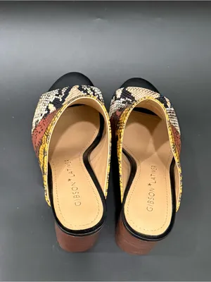 GIBSON LATIMER Mya Patchwork Snakeskin Leather Block Heel Mules Size 7.5 thumbnail 6